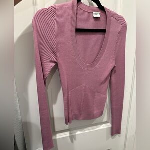 Abercrombie & Fitch Pink Ribbed Knit long sleeve top